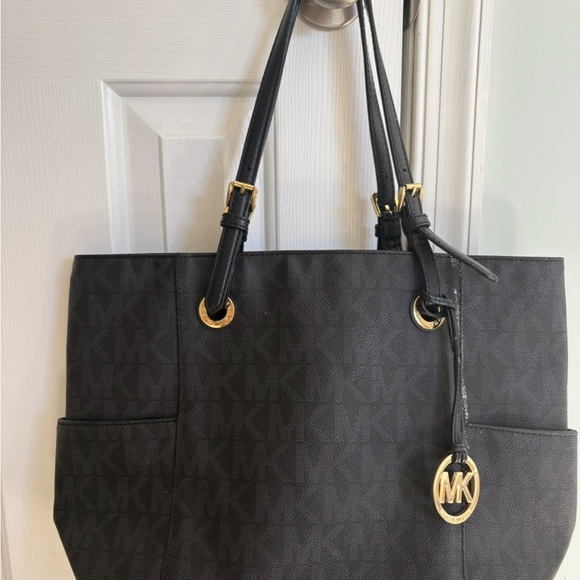 Michael Kors Handbags - Michael Kors Black Signature MK Tote with Gold Hardware